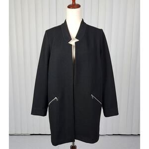 Apt. 9 Open-Front Oversized Long Jacket Notch Collar Black Women's Size Medium